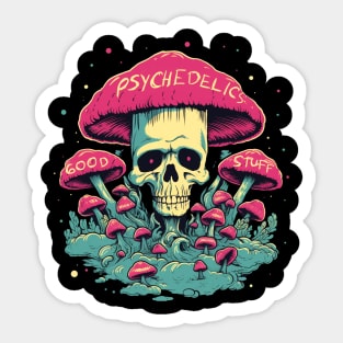 Psychedelics Good Stuff Mushroom Skull Sticker